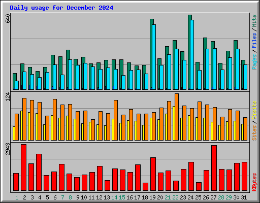 Daily usage for December 2024