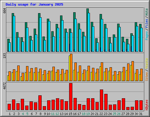 Daily usage for January 2025