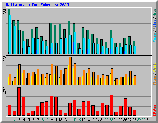 Daily usage for February 2025